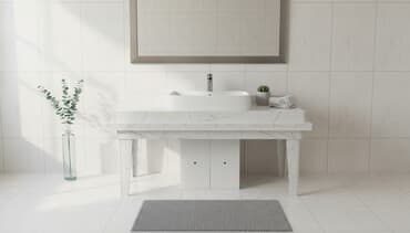 электронные напольные весы б у: Стол-подставка/остров для интерьера с облицовкой под белый мрамор. - — 1