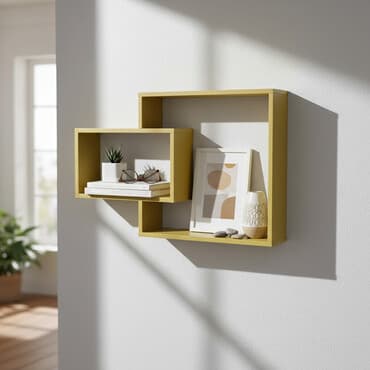 купить полку настенную: Полка навесная P010 (Винил Желтый) Большая и стильная настенная полка — 1