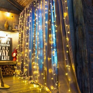 мощные садовые фонари на солнечных батареях: Гирлянда-штора новогодняя светодиодная Solmax, 300 диодов, 3х3 м — 2