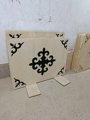 детский письменный стол со стулом: Национальный кыргызский стол, Раскладной, Дерево, цвет - Бежевый — 6