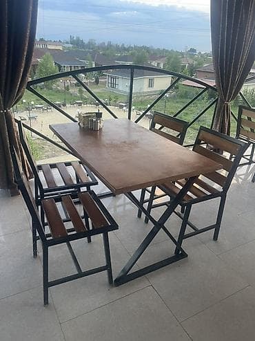 foldable table: Комплект уличной мебели в индустриальном стиле: стол + 4 стула - — 1