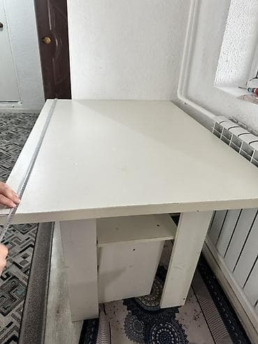 кухо: Кухонный стол и стул, Б/у, Платная доставка, Самовывоз, цвет - Белый — 2