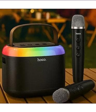 Аудиотехника: Беспроводная Bluetooth колонка HOCO DS69 для караоке с 2 микрофонами и — 4