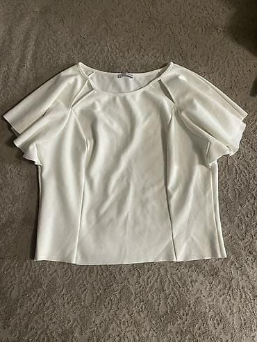 блузка футболка: Блузка, Трикотаж, С воланами — 1