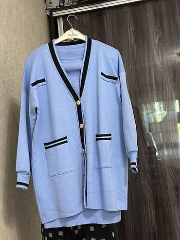 Кардиган, Трикотаж, Длинная модель, Осень-весна, С карманами