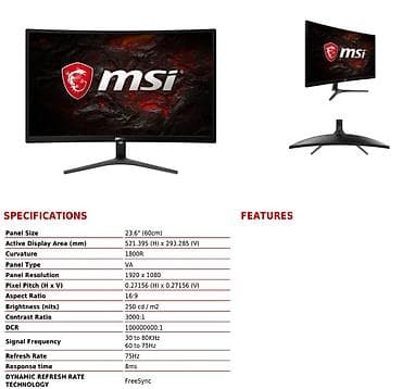 roborock s7 maxv: Монитор, MSI, Б/у, LED, 24" - 25" — 5