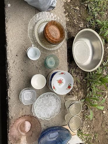 пробка: Набор разной посуды и столовых предметов (винтаж/классика, микс — 5