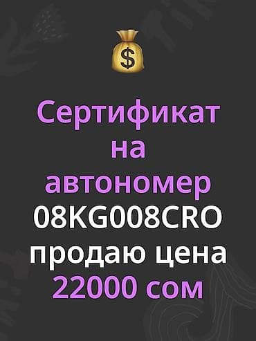 абхазия номер: Сертификат на автономер 08KG008CRO (регион 08, Кыргызстан). Формат — 1