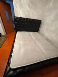 матрас комплект: Кровать с мягким изголовьем, в стиле каретной стяжки с матрасом. - — 4