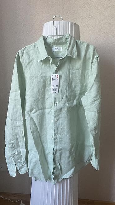 uniqlo мужская одежда: Льняная рубашка Uniqlo, мужская, размер XL.(чуть маломерит и на рост — 2