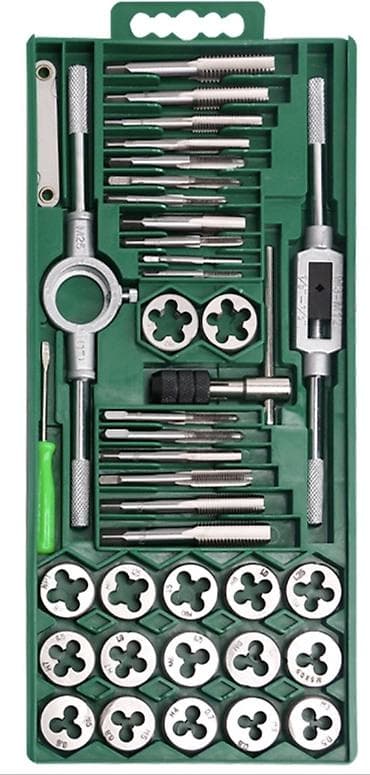 Тиски: Набор метчиков и плашек - Метрические размеры от М3 до М12 — 1