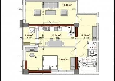 крейсер: 2 комнаты, 68 м², Элитка, 6 этаж, Готовая ПСО (под самоотделку) — 4
