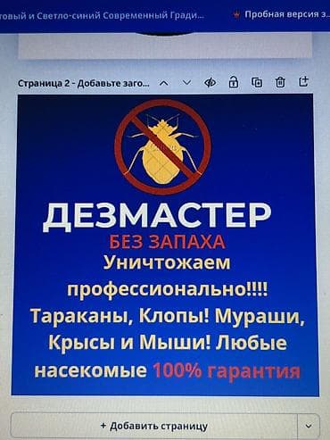 Дезинфекция, дезинсекция, | Блохи, Муравьи, Вирусы, микробы, | Кафе, магазины, Квартиры, Офисы at lalafo.kg Дезинфекция, дезинсекция, | Блохи, Муравьи, Вирусы, микробы, | Кафе, магазины, Квартиры, Офисы