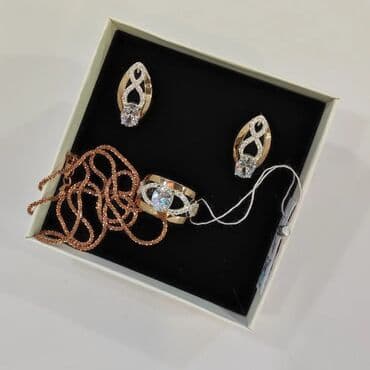 набор пандора: Серебряный комплект+ цепочка Серебро напыление золото 925 пробы — 1