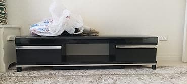 темная брама: Тумба и подставка для телевизора, Б/у, Напольная, Стекло, Самовывоз, цвет - Черный — 1