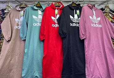 тедди толстовка: Спортивное платье-худи с логотипом Adidas (стиль Trefoil) - Свободный — 2