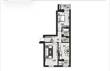 2 комнаты, 72 м², Асанбай мкр Элитка, 7 этаж, ПСО (под самоотделку)