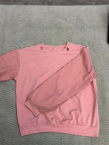 топы с длинным рукавом: Розовый женский лонгслив с акцентными рукавами. - Материал основы — 1