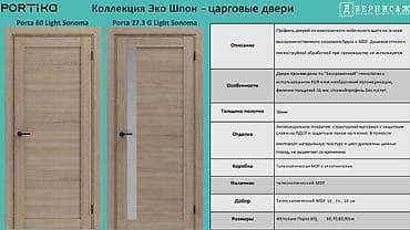 Внутренняя отделка: Межкомнатная дверь, Новый, Глухие, Одностворчатая, Деревянная, Распашная, Хайтек, цвет - Коричневый — 1
