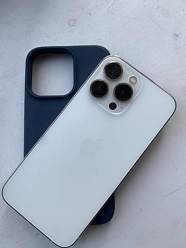 Apple iPhone: IPhone 13 Pro, Б/у, 128 ГБ, Серебристый, Чехол, 80 % — 1