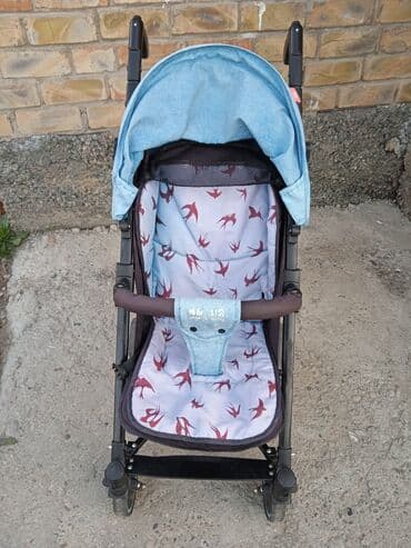 купить колеса на коляску бу: Коляска, цвет - Голубой, Б/у — 3