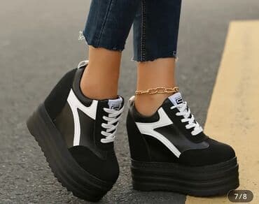 Женские кроссовки на высокой платформе - Цвет: черно‑белые