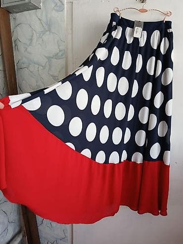 yeezy boost: Юбка макси с принтом “горох” - Длина: макси, расклешённый силуэт с — 4