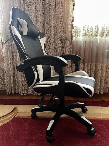 Игровые кресла: Игровое кресло, С колесиками, цвет - Черный, Экокожа — 2