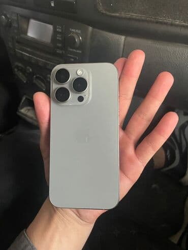 часы sim card: IPhone 15 Pro, Колдонулган, 512 ГБ, Natural Titanium, Заряддоочу түзүлүш, Коргоочу айнек, Каптама, 89 % — 10