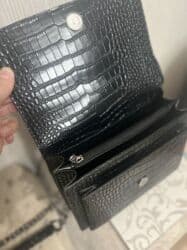 портфель для документов: Сумка через плечо в стиле YSL, черная, под крокодила - Материал — 3