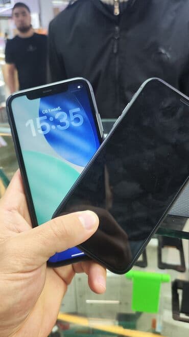 мыка: IPhone 11, Б/у, 128 ГБ, Черный, Защитное стекло, Кабель, 100 % — 2