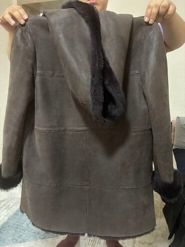 теплый и удобный: Дубленка, Классическая модель, Турция, По колено, С капюшоном, L, XL — 3