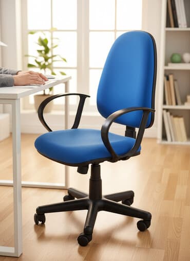 кресло на колесах: Офисное кресло, Б/у, С колесиками, цвет - Синий, Самовывоз — 2