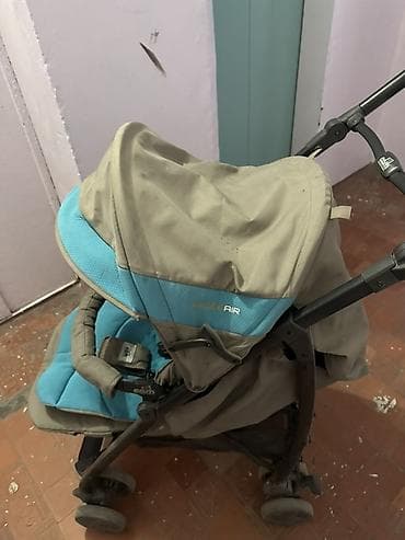 бир: Прогулочная коляска-трость (серо-бирюзовая) - Легкая складная — 3