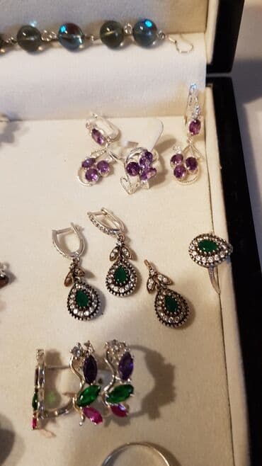 свадебные наборы ручной: Серебро!!! Комплекты серьги + кольца. Отдельно кольца и кулон — 7