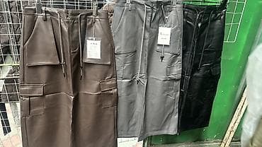 шорты кожаные: Юбка, Модель юбки: Карго, Миди, По талии — 1