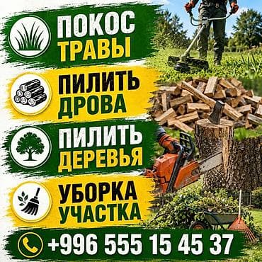 веток: Услуги по уходу за участком: - Покос травы: триммером и косой — 1