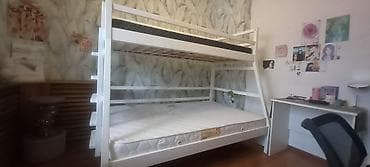 детские кровати двухярусные: Двухъярусная детская кровать, Б/у, Натуральное дерево, цвет - Белый — 1