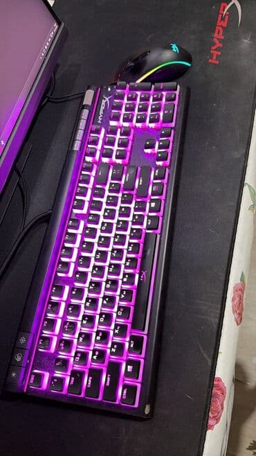 мышь bluetooth: Клавиатура, HyperX, Механикалык, Зымдуу туташтыруу, Өлчөмү: 100% — 1