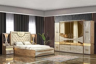 Спальный гарнитур, Двуспальная кровать, цвет - Золотой
