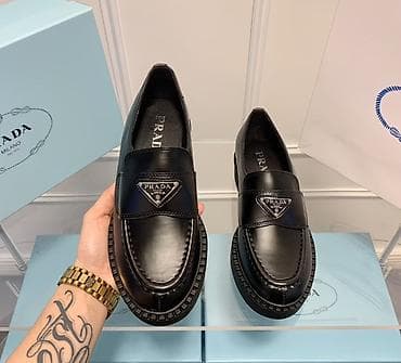 Лоферы, 36, 36.5, Prada, Б/у, цвет - Черный
