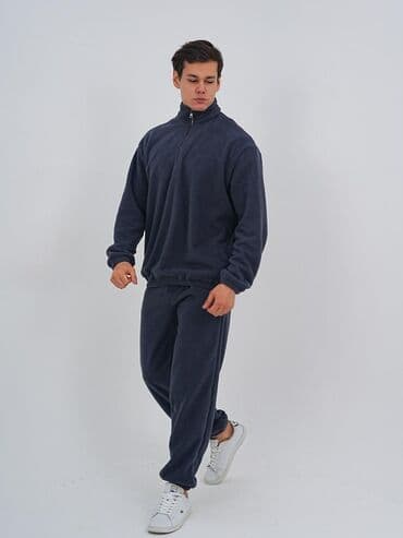 спортивная одежда мужская: Мужской спортивный костюм, однотонный черный. + - Комплект: свитшот — 6