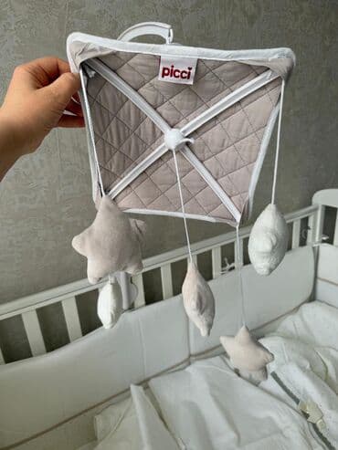 манеж с люлкой: Детская приставная кроватка, С колесиками, цвет - Белый — 7