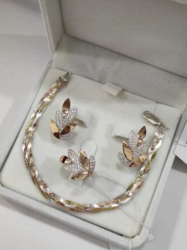 эксклюзивные свадебные пригласительные: Набор украшений, Проба 925, Женские, Новый — 3