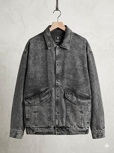 джинсы женские новые: Джинсовая куртка oversize, графитовый «варёный» деним. - Прямой — 1