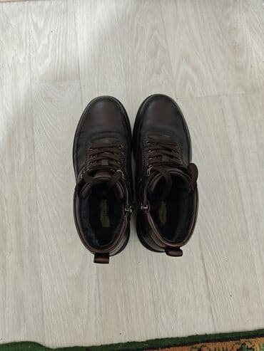 кожаный обувь: Мужские кожаные ботинки высокого кроя Размер: 41 - Цвет: кофейный - — 6