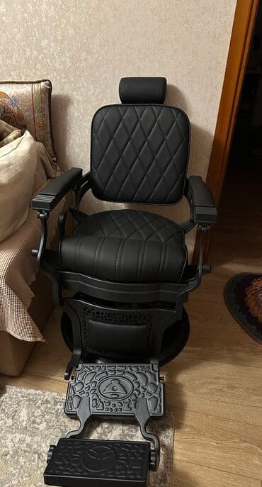 кресло кровать для наращивания ресниц: Барбер-кресло в классическом стиле - Обивка: черная экокожа с — 1