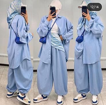 оверсайз одежды: Костюм oversize для женщин в стиле modest fashion. Состав комплекта — 8