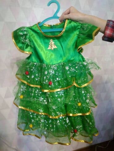 платье в национальном стиле: Детское платье, цвет - Зеленый, Б/у — 2