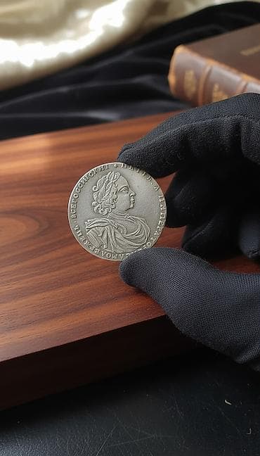 Аңчылык жана балык уулоо: Серебряная монета «Гривенник Петра I» (рубль) с датой 1722 года — 1